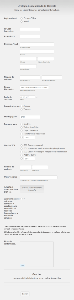 Solicitud De Datos Para Facturación