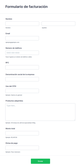 Formulario De Facturación MCKTO