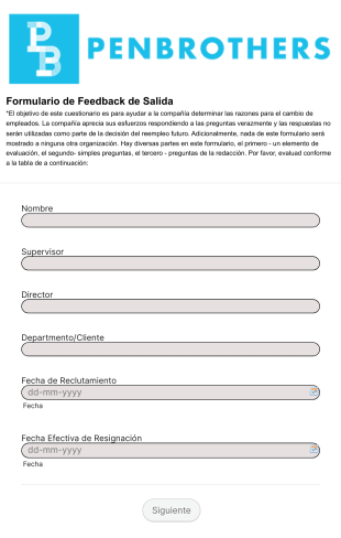 Formulario De Feedback De Salida