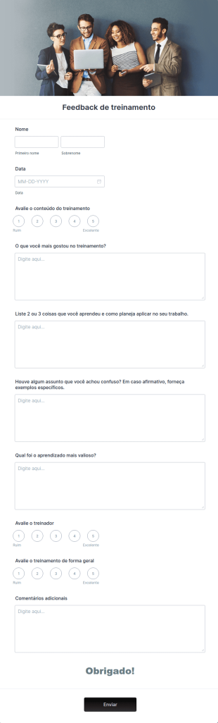 Formulário De Feedback De Treinamento