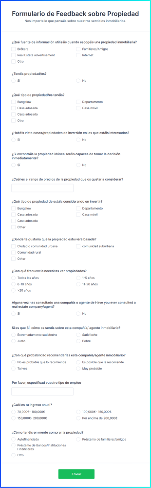 Formulario De Feedback Sobre Propiedad Form Template