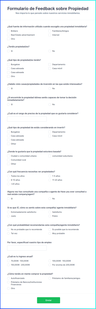 Formulario De Feedback Sobre Propiedad