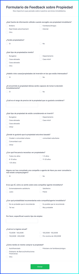 Formulario De Feedback Sobre Propiedad Form Template