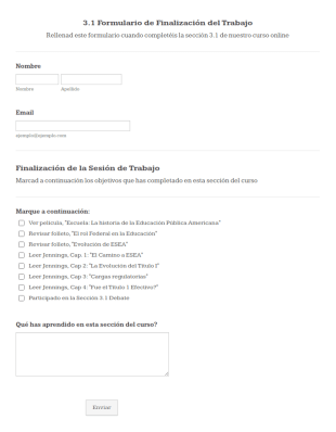 Formulario De Finalización Del Curso
