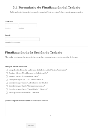 Formulario De Finalización Del Curso Form Template