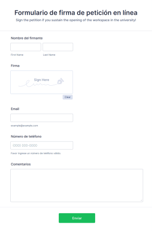Formulario De Firma De Petición En Línea Form Template