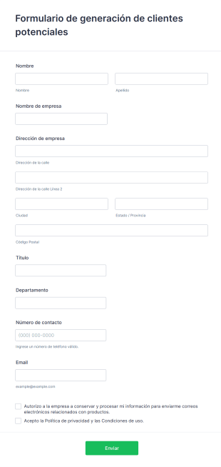 Formulario De Generación De Clientes Potenciales