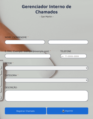 Formulário De Gerenciador Interno De Chamados Form Template