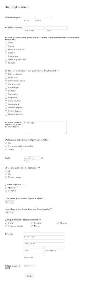 Formulario De Historial Médico COVID 19 Form Template