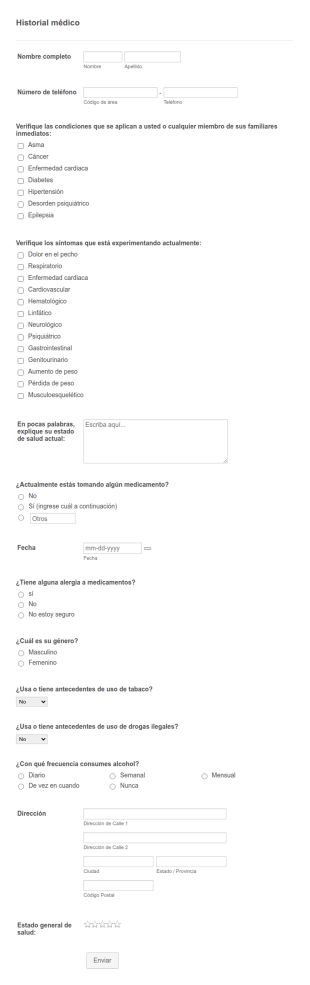 Formulario De Historial Médico COVID 19