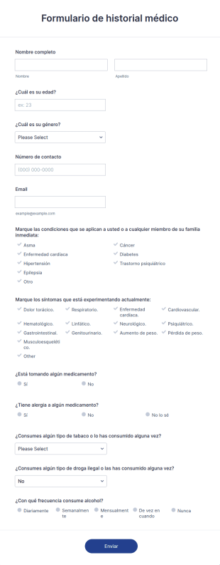 Formulario De Historial Médico