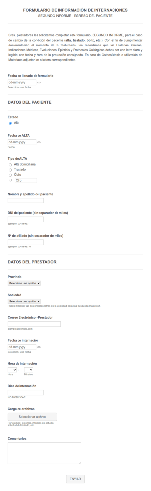 Formulario De Información De Internaciones Segundo Informe _ 32867668