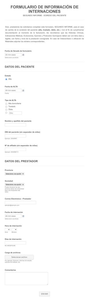 Formulario De Información De Internaciones Segundo Informe _ 32867668