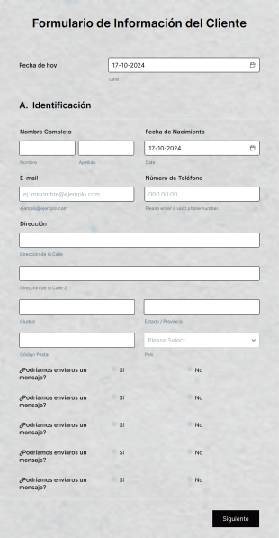 Formulario De Información Del Cliente Form Template