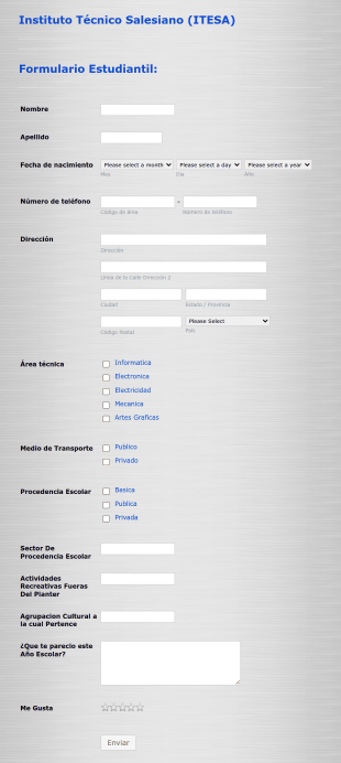 Formulario De Información Estudiantil Form Template