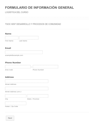 Formulario De Información General Form Template