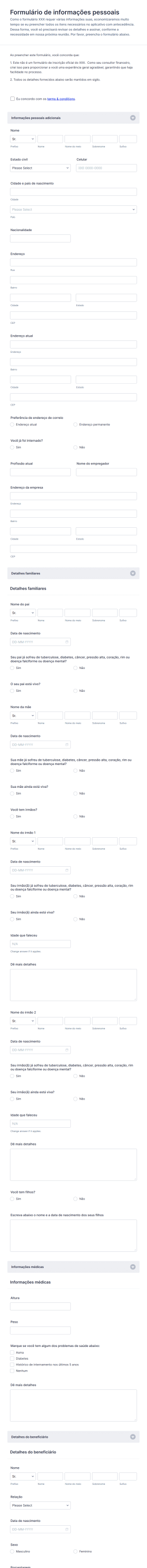 Formulário De Informações Pessoais