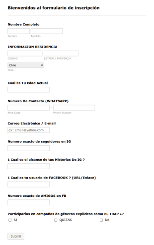 Formulario De Ingreso A Proyecto De Marketing