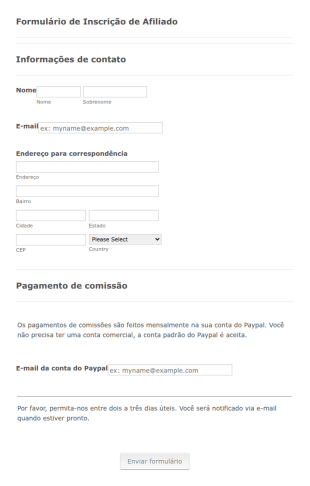 Formulário De Inscrição De Afiliado