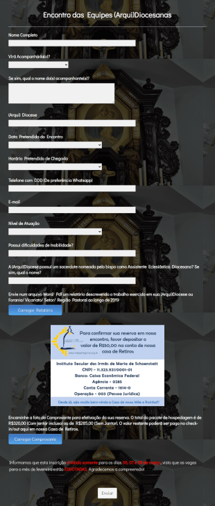 Formulário De Inscrição De Encontro De Equipe