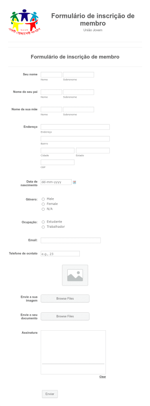 Formulário De Inscrição De Membro Form Template