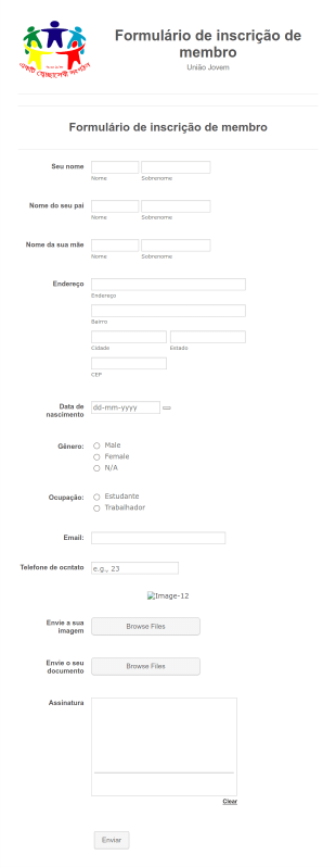 Formulário De Inscrição De Membro