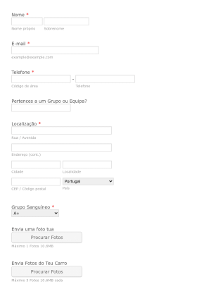 Formulário De Inscrição De Piloto Automobilístico Form Template