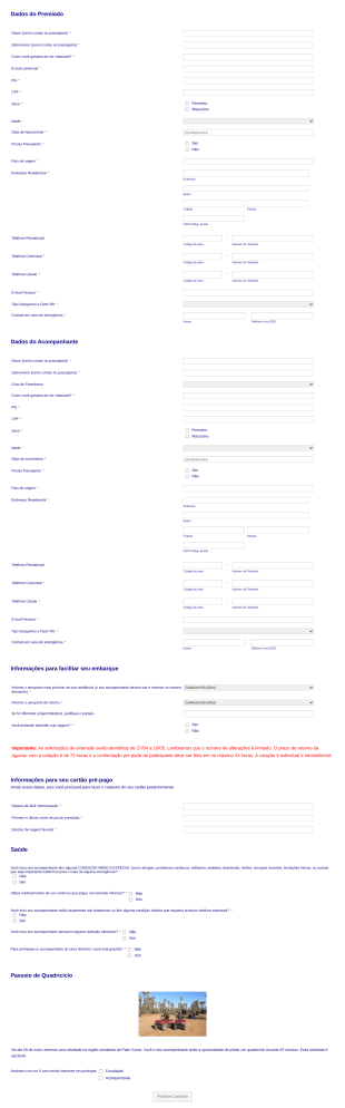 Formulário De Inscrição De Premiado Em Sorteio Form Template