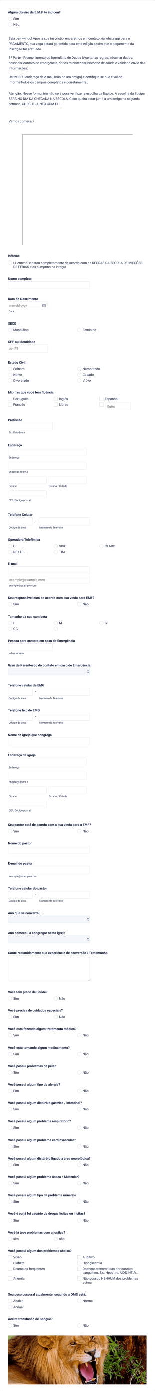 Formulário De Inscrição Em Escola Religiosa Form Template
