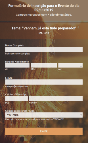 Formulário De Inscrição Em Evento
