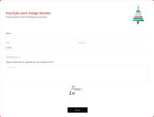 Formulário De Inscrição Para Amigo Secreto