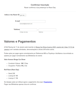 Formulário De Inscrição Para Corrida De Carros