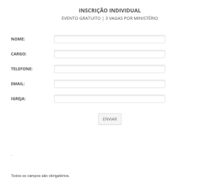 Formulário De Inscrição Para Evento Religioso