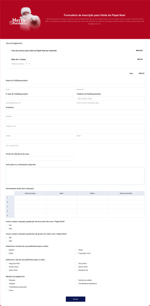Formulário De Inscrição Para Visita Do Papai Noel Form Template