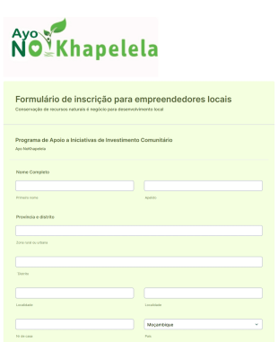 Formulário De Inscrição Para Empreendedores Locais Form Template