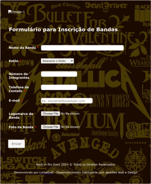 Formulário De Inscrições Bandas De Rock Form Template