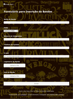 Formulário De Inscrições Bandas De Rock