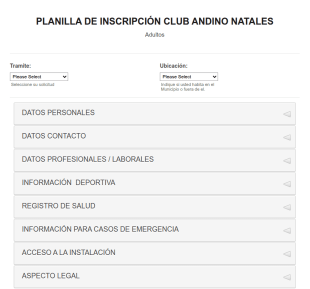 Formulario De Inscripción A Club Andino Natales
