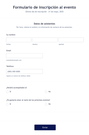 Formulario De Inscripción A Eventos Form Template