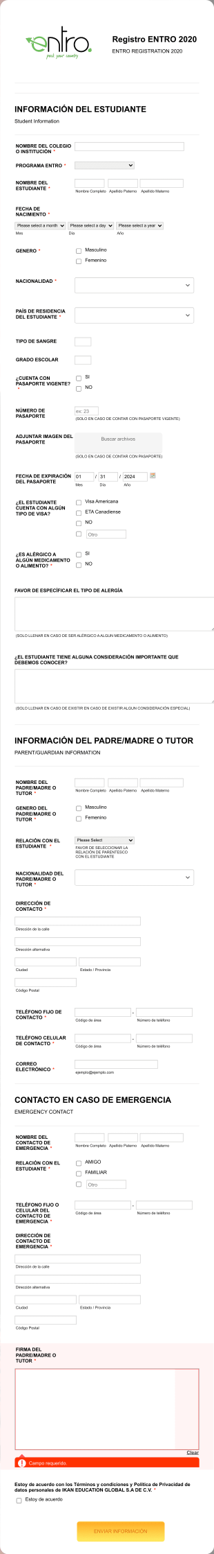 Formulario De Inscripción A Programa De Educación