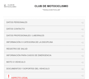 Formulario De Inscripcion Al Club De Motociclismo "Tesalia Motoclub" Form Template