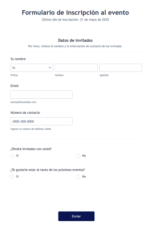 Formulario De Inscripción Al Evento