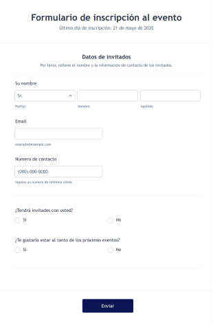 Formulario De Inscripción Al Evento Form Template