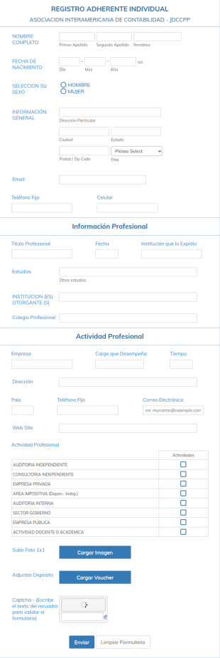 Formulario De Inscripción De Contadores