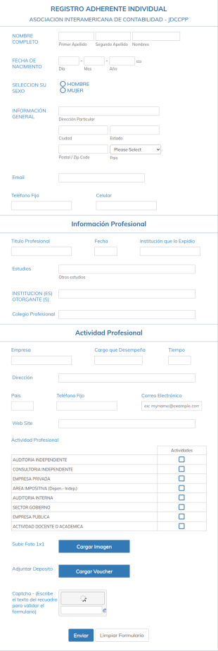 Formulario De Inscripción De Contadores