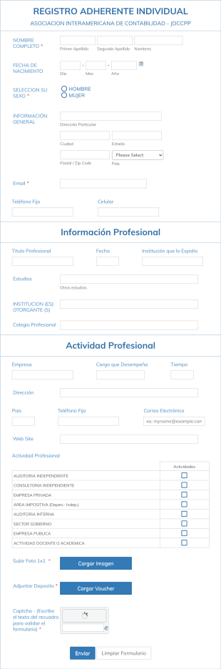 Formulario De Inscripción De Contadores