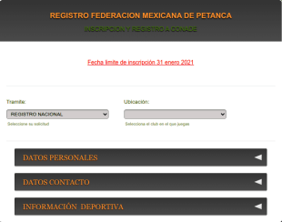 Formulario De Inscripción De Petanca