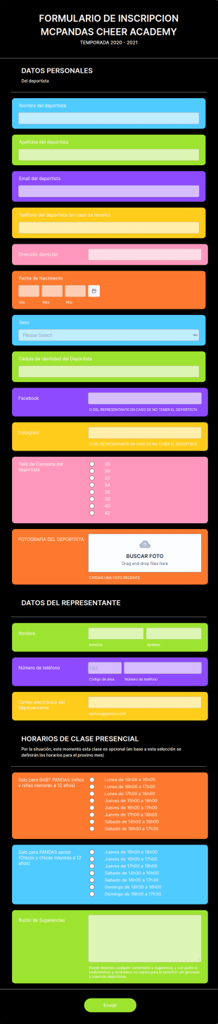 Formulario De Inscripcion Deportes