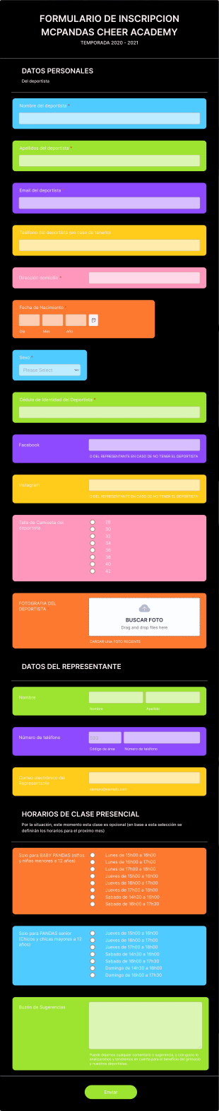 Formulario De Inscripcion Deportes Form Template
