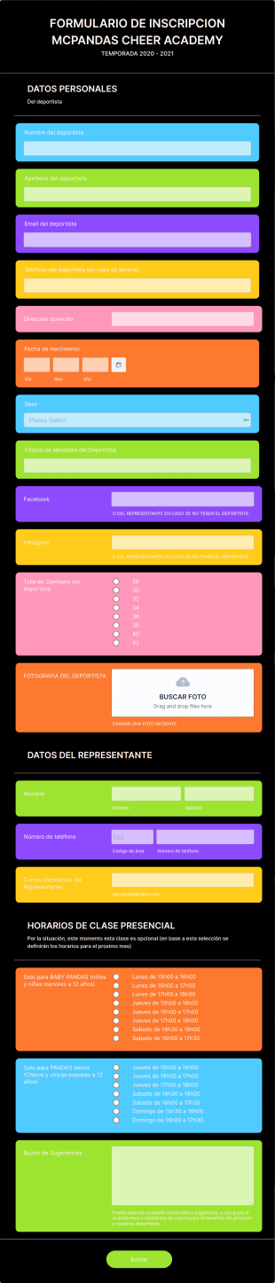 Formulario De Inscripcion Deportes Form Template